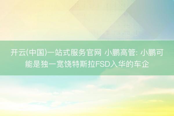 开云(中国)一站式服务官网 小鹏高管: 小鹏可能是独一宽饶特斯拉FSD入华的车企
