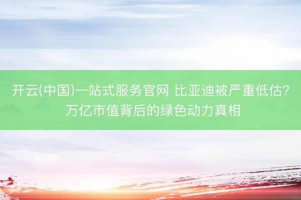 开云(中国)一站式服务官网 比亚迪被严重低估? 万亿市值背后的绿色动力真相