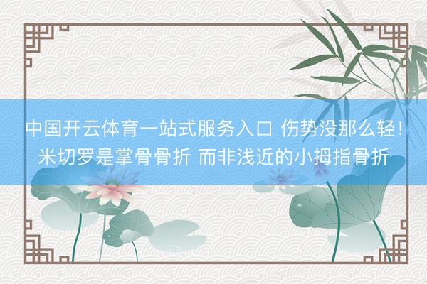 中国开云体育一站式服务入口 伤势没那么轻!米切罗是掌骨骨折 而非浅近的小拇指骨折