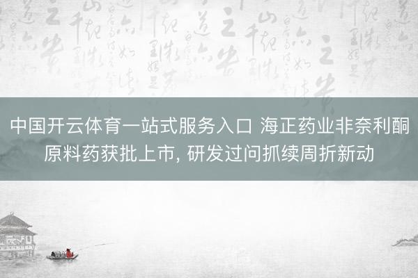 中国开云体育一站式服务入口 海正药业非奈利酮原料药获批上市， 研发过问抓续周折新动