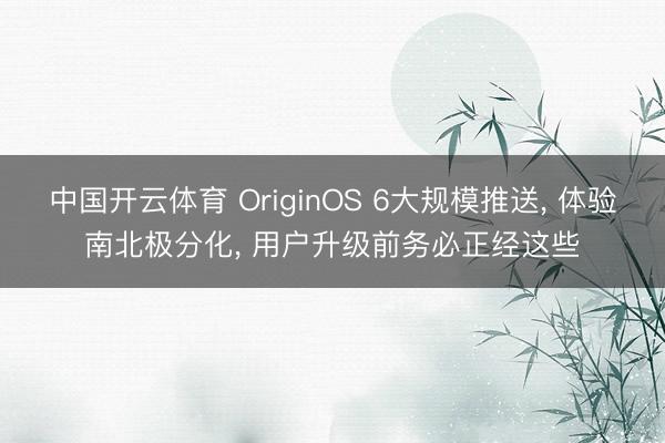 中国开云体育 OriginOS 6大规模推送， 体验南北极分化， 用户升级前务必正经这些