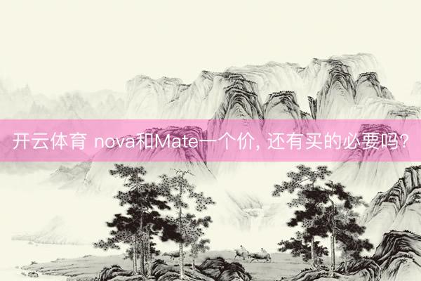 开云体育 nova和Mate一个价， 还有买的必要吗?