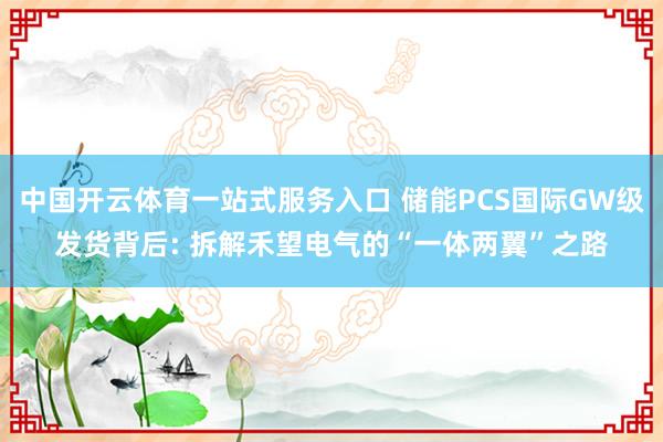 中国开云体育一站式服务入口 储能PCS国际GW级发货背后: 拆解禾望电气的“一体两翼”之路