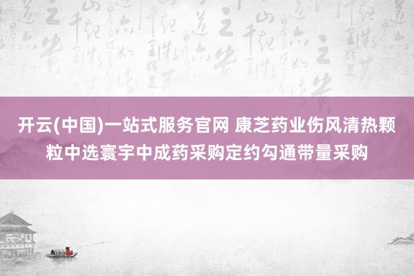 开云(中国)一站式服务官网 康芝药业伤风清热颗粒中选寰宇中成药采购定约勾通带量采购